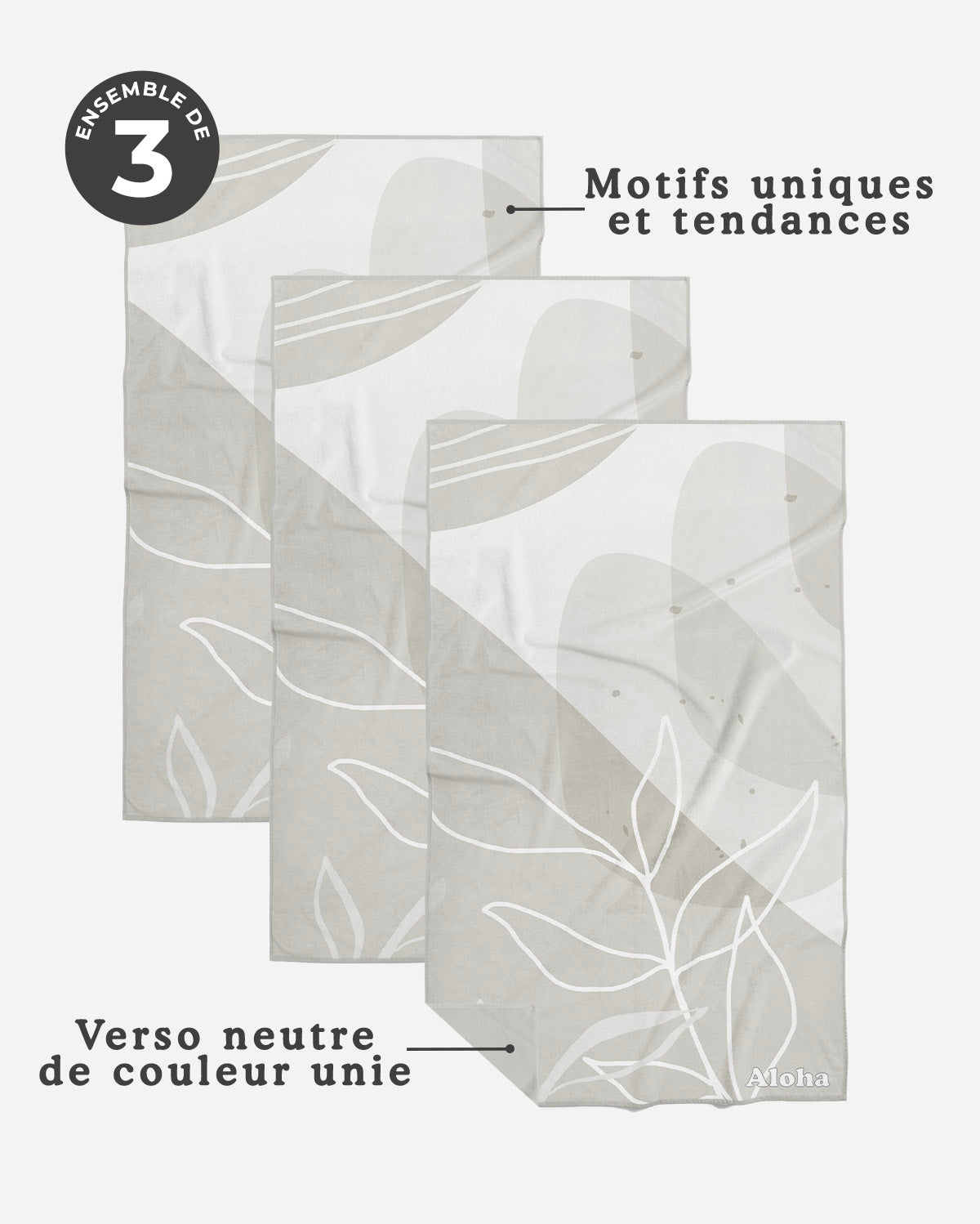 Linges à vaisselle Feuillage | Ensemble de 3