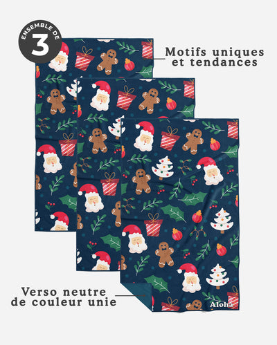 Linges à vaisselle Maison du Père Noël | Ensemble de 3