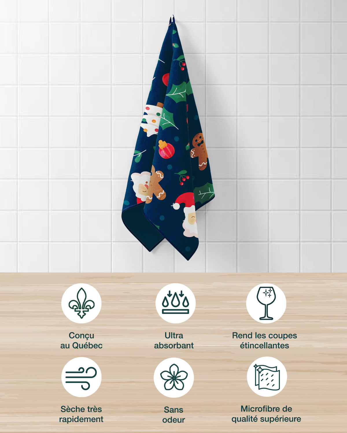 Linges à vaisselle Maison du Père Noël | Ensemble de 3