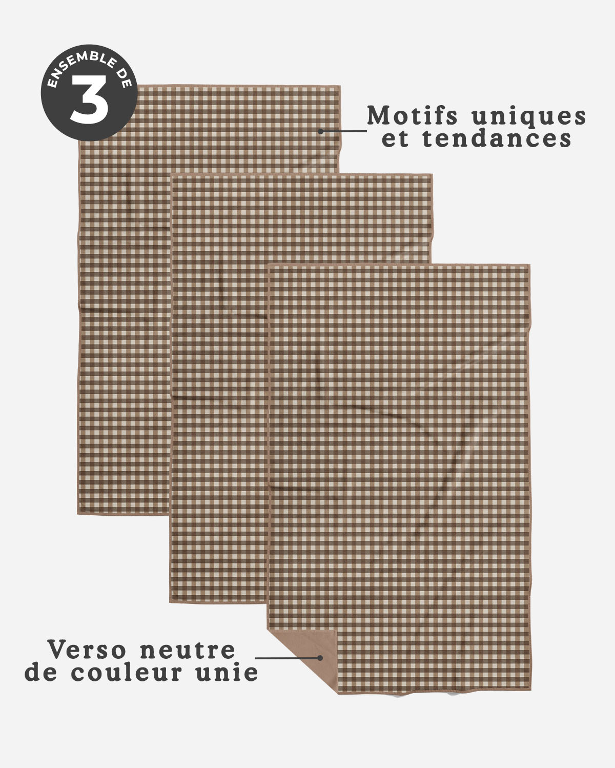 Linges à vaisselle Noisette | Ensemble de 3