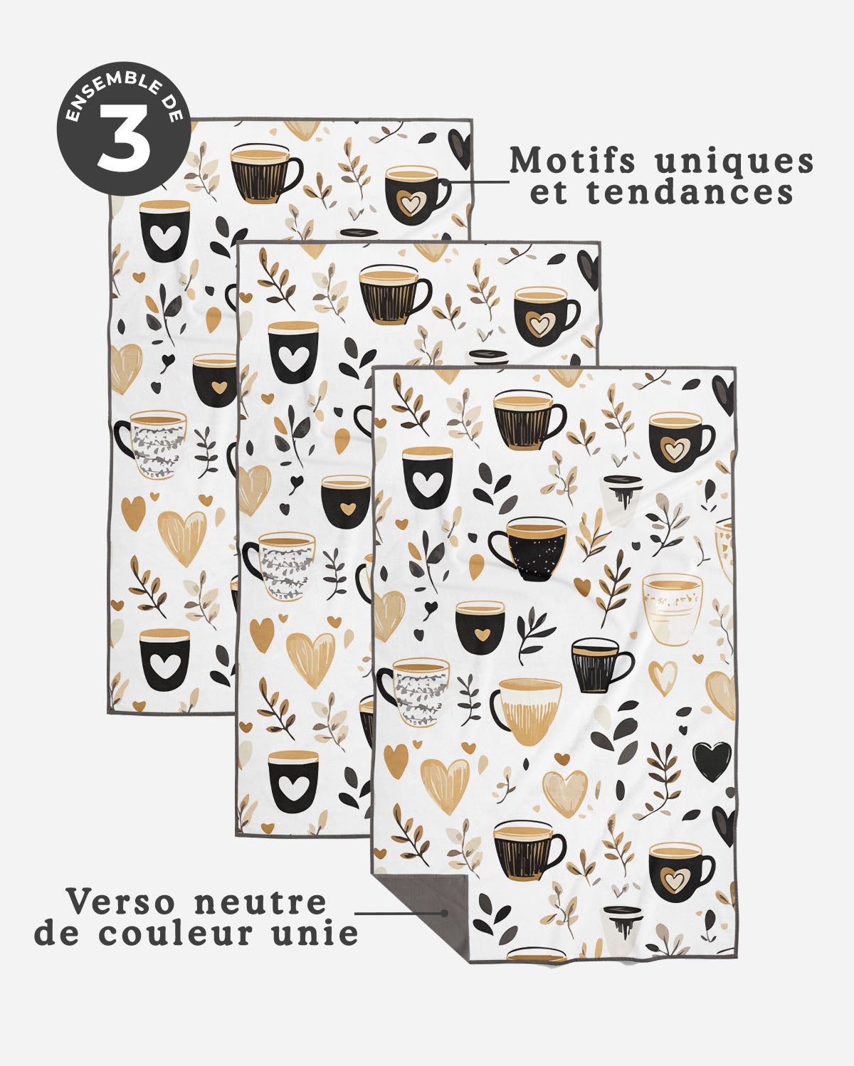 Linges à vaisselle Cappucino | Ensemble de 3