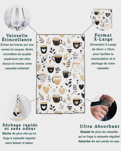Linges à vaisselle Cappucino | Ensemble de 3