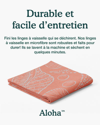 Linges à vaisselle Marée de corail | Ensemble de 3