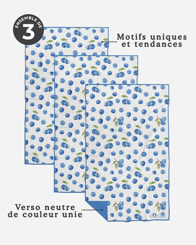 Linges à vaisselle Bleuets Frais | Ensemble de 3