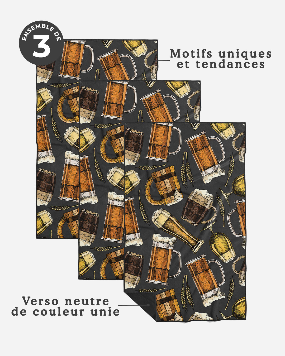 Linges à vaisselle P’tite mousse | Ensemble de 3