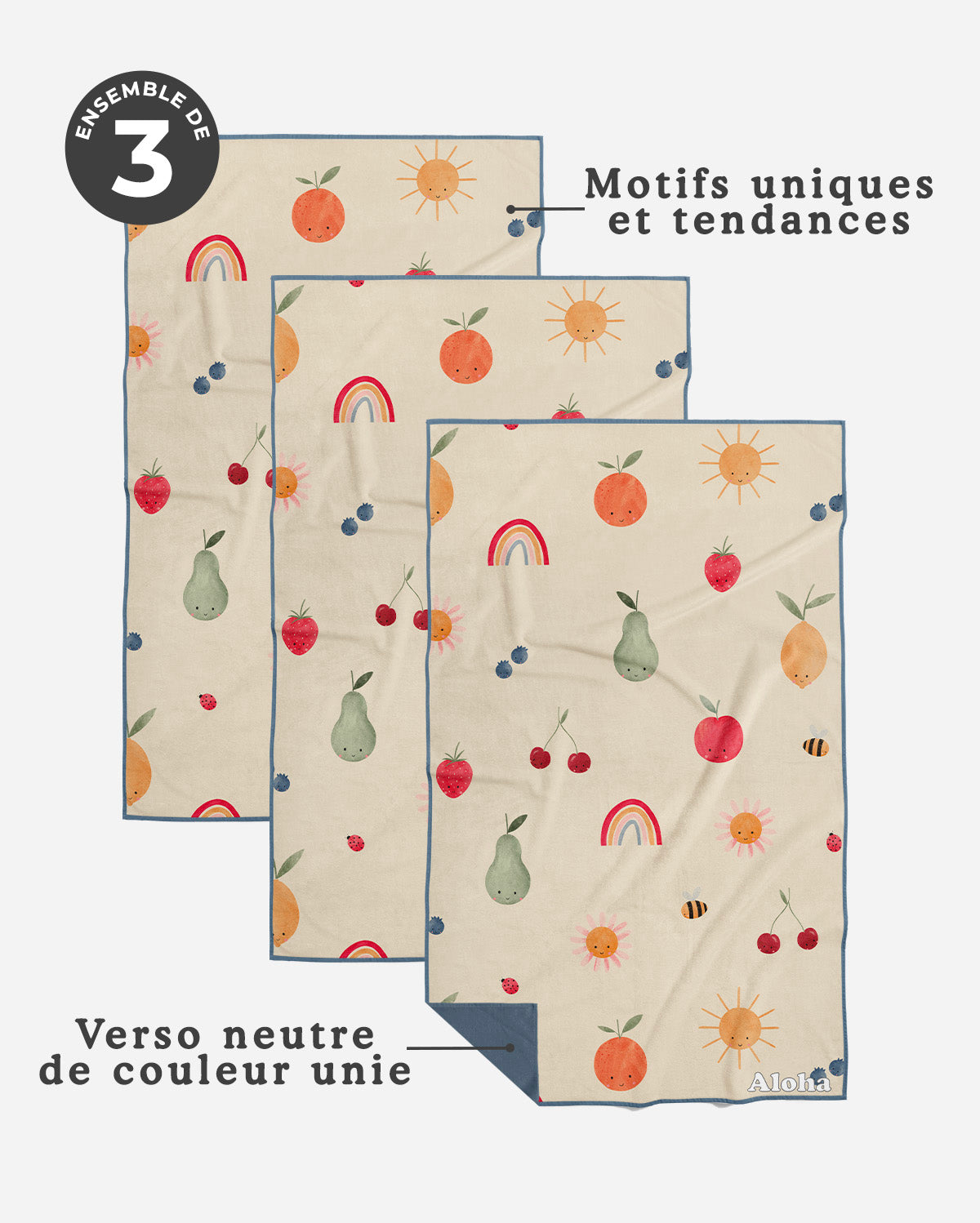 Linges à vaisselle Punch aux fruits | Ensemble de 3