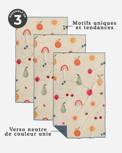 Linges à vaisselle Punch aux fruits | Ensemble de 3