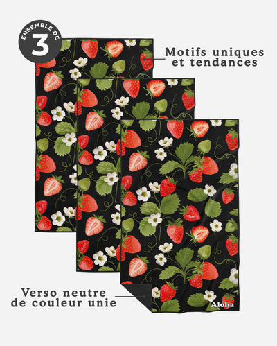 Linges à vaisselle Jardin de fraises | Ensemble de 3