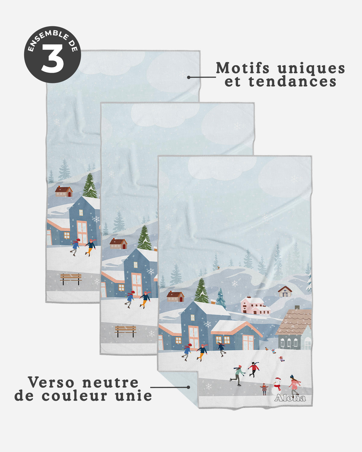 Linges à vaisselle Village | Ensemble de 3