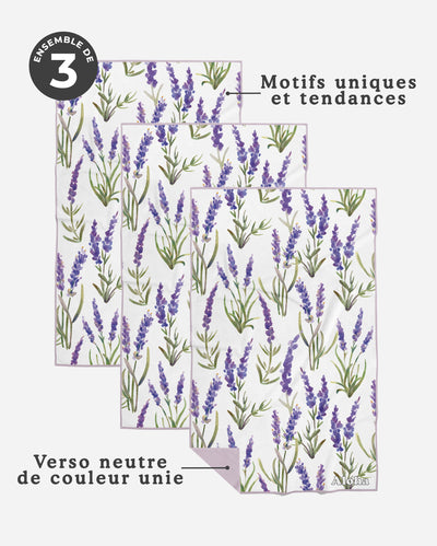 Linges à vaisselle Lavande | Ensemble de 3