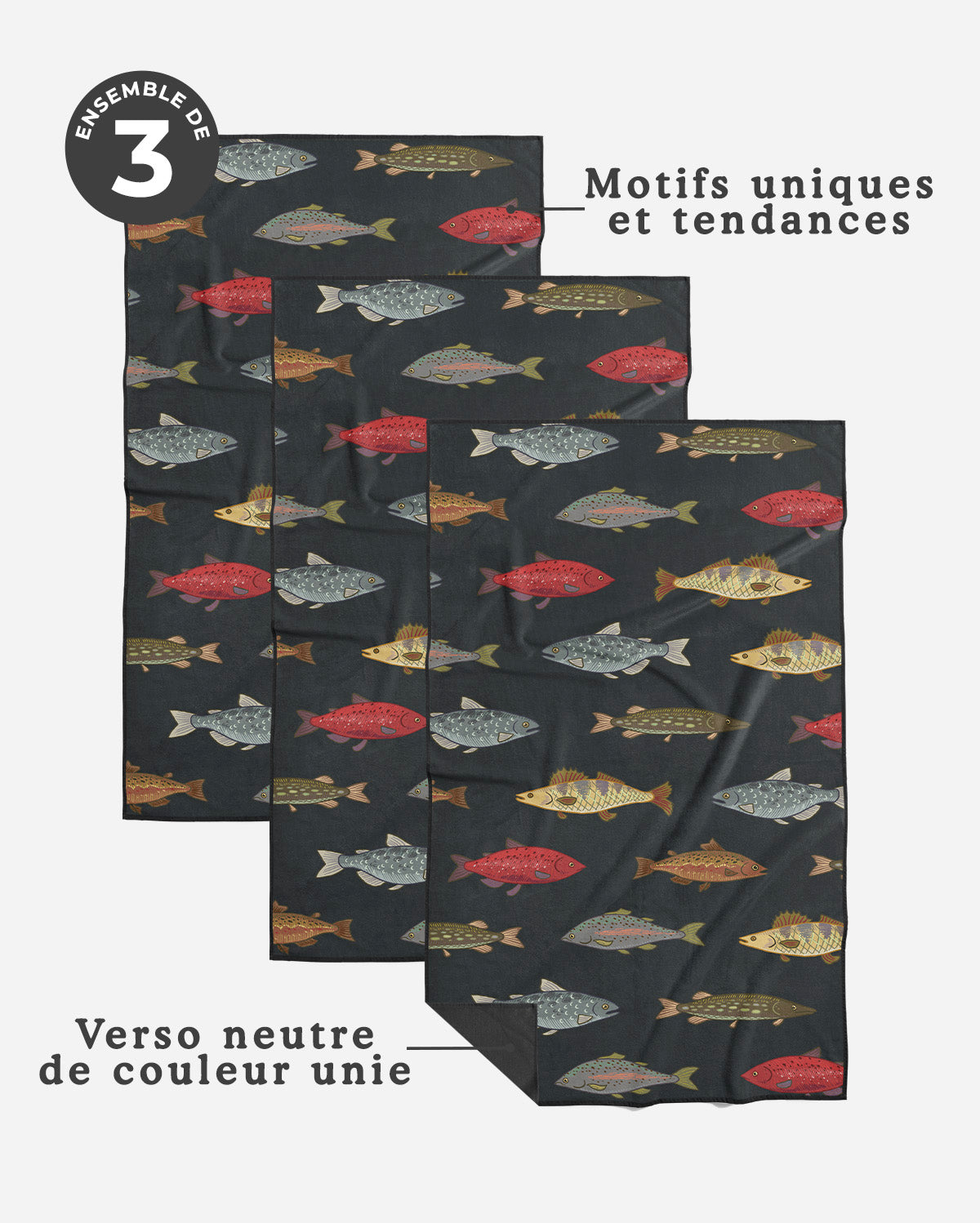 Linges à vaisselle Pêcheur | Ensemble de 3