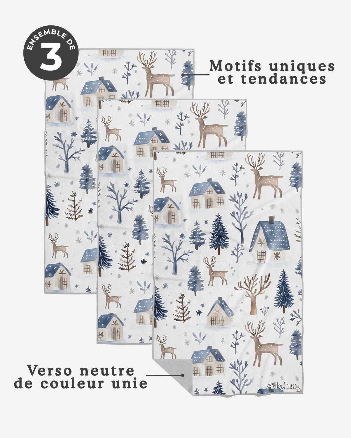 Linges à vaisselle Chalet | Ensemble de 3