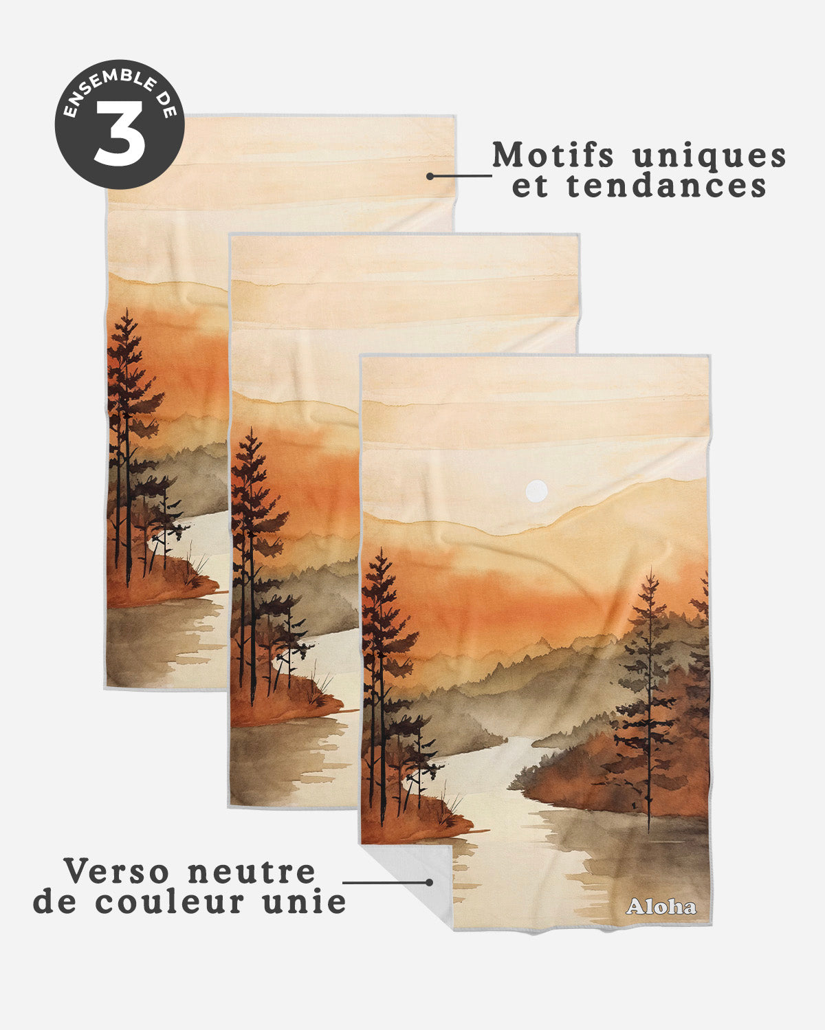 Linges à vaisselle Vallée | Ensemble de 3