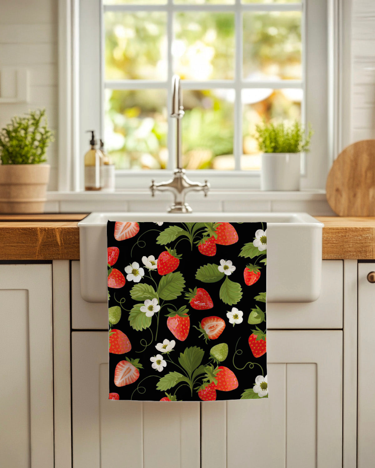 Linges à vaisselle Jardin de fraises | Ensemble de 3