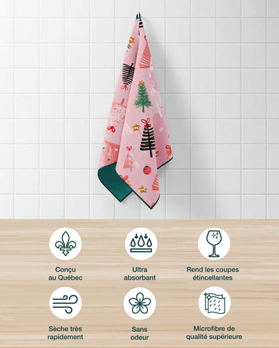 Linges à vaisselle Pink Christmas | Ensemble de 3