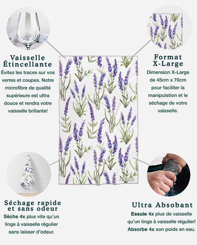Linges à vaisselle Lavande | Ensemble de 3
