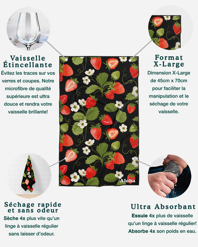 Linges à vaisselle Jardin de fraises | Ensemble de 3