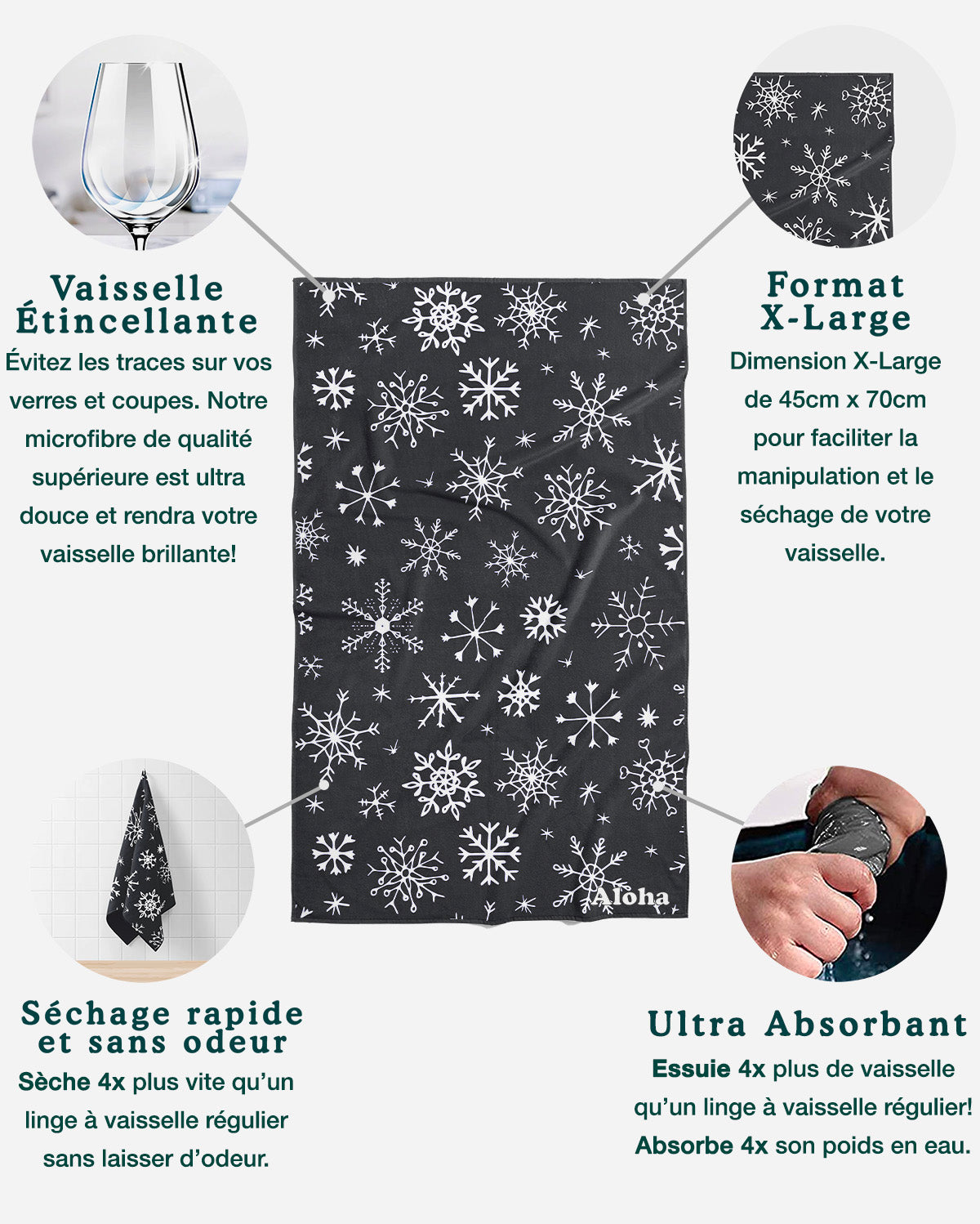 Linges à vaisselle Flocon | Ensemble de 3