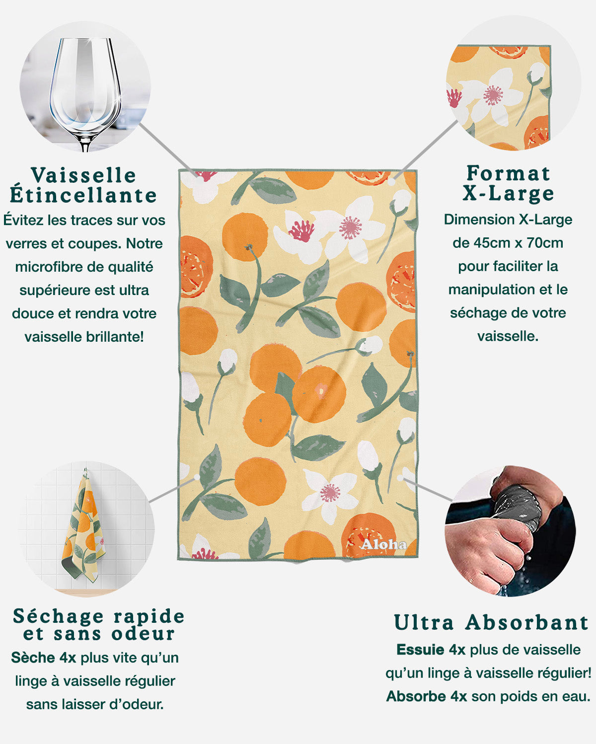 Linges à vaisselle Douce Orange | Ensemble de 3