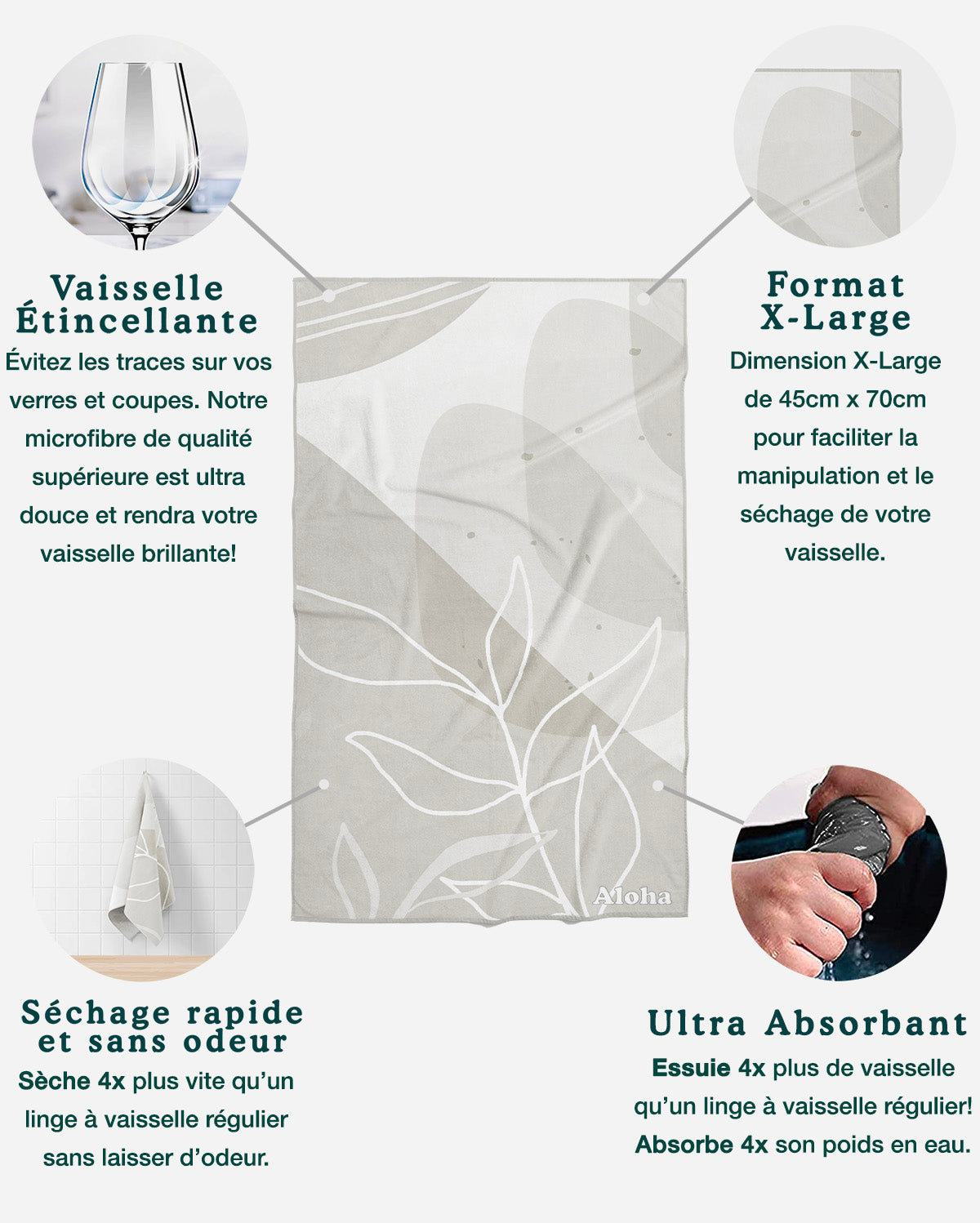 Linges à vaisselle Feuillage | Ensemble de 3