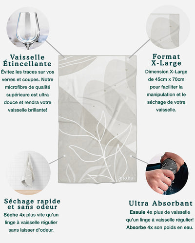 Linges à vaisselle Feuillage | Ensemble de 3