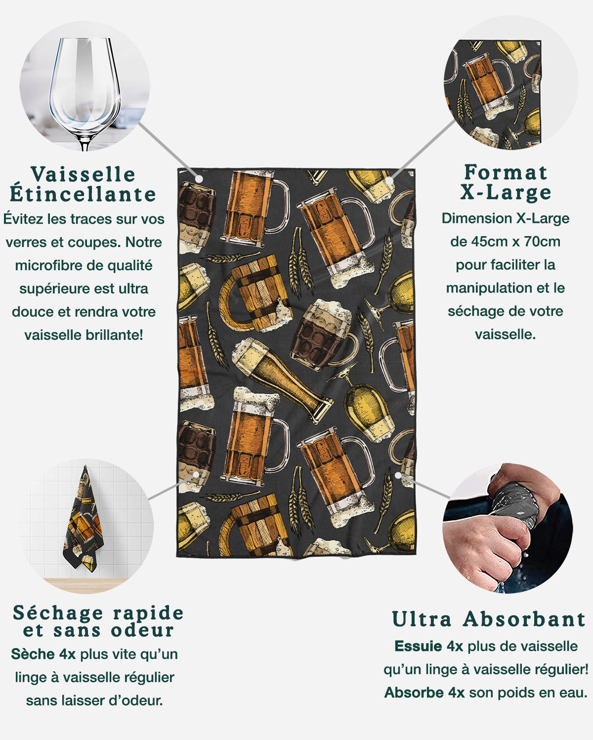 Linges à vaisselle P’tite mousse | Ensemble de 3