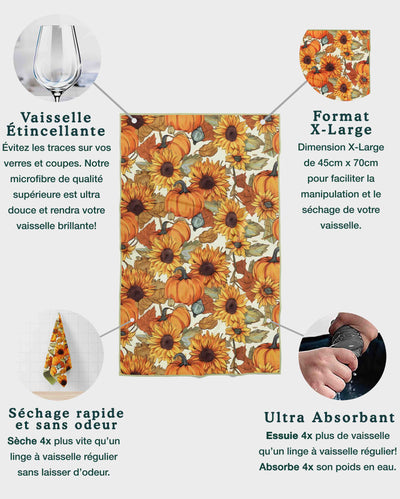 Linges à vaisselle Citrouilles | Ensemble de 3