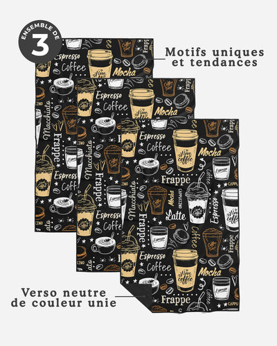 Linges à vaisselle Café | Ensemble de 3